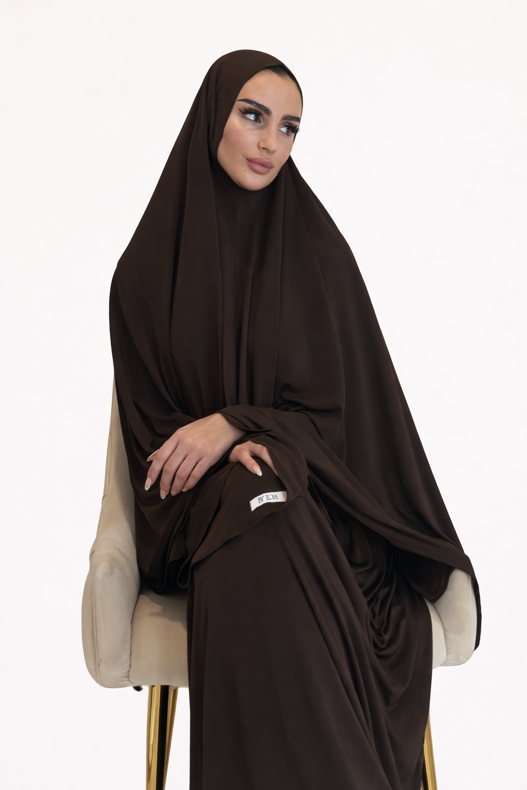 set de khimar brun chocolat