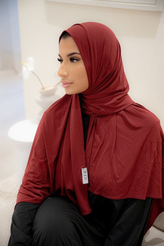 hijab jersey premium Bordeaux en flock