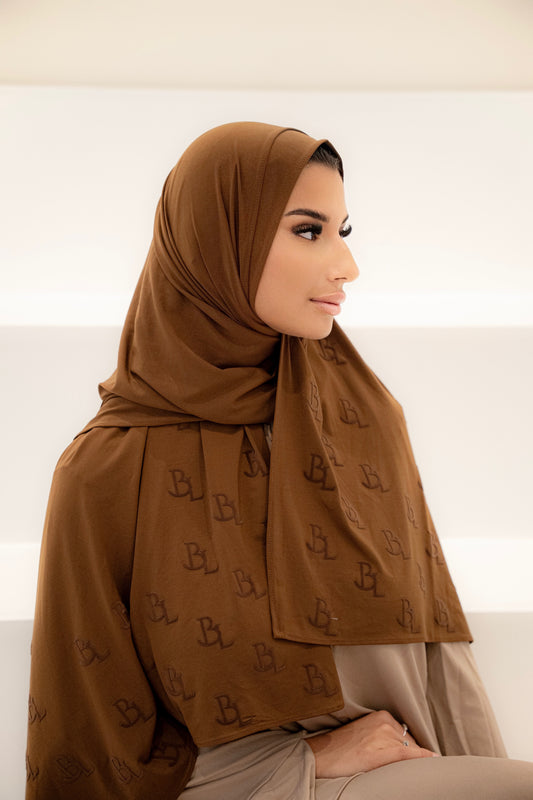 hijab marron jersey premium en flock