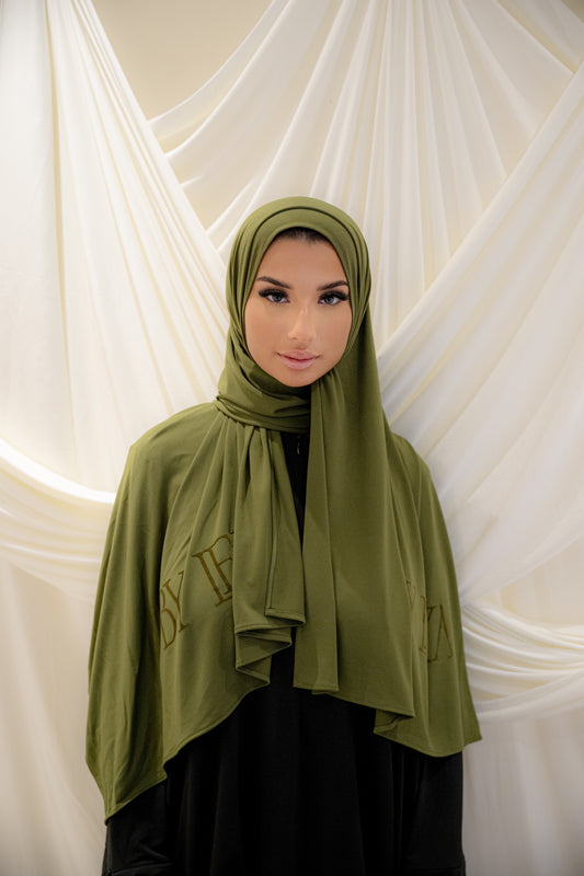 hijab jersey premium vert kaki en flock