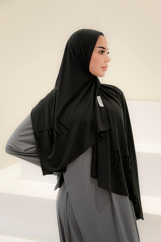hijab jersey premium noir en flock